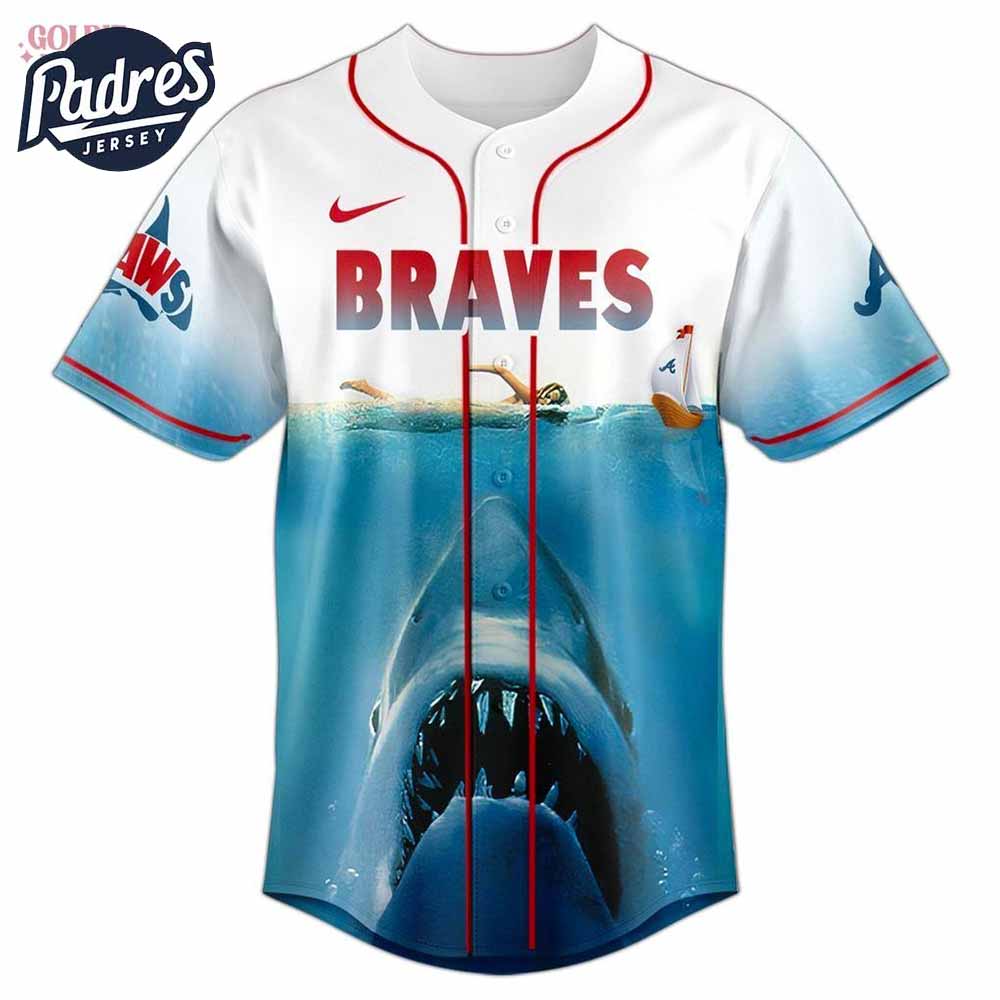 Atlanta Braves x Jaws 2025 Baseball Jersey - Padres Jersey Oasis: Elevate Your Baseball Style Game T-Shirts,... (Image 2)