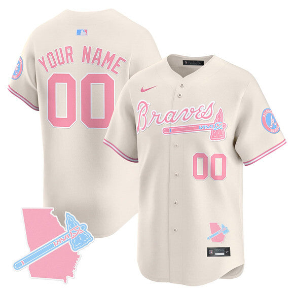 Atlanta Braves Active Player Custom Cream Bubblegum Pink Vapor Premier