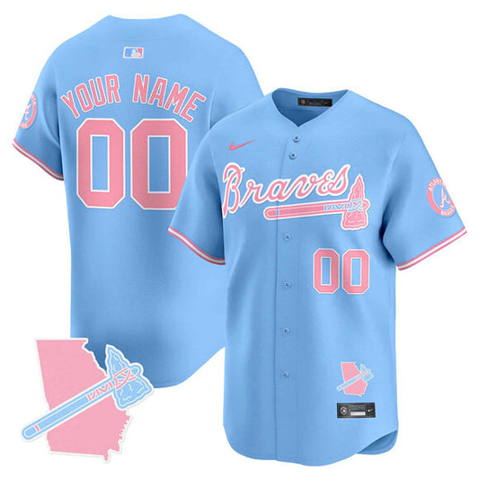 Atlanta Braves Active Player Custom Light Blue Bubblegum Pink Vapor Premier
