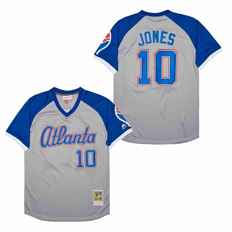 Atlanta Braves #10 Chipper Jones Warriors 10 Gray Retro