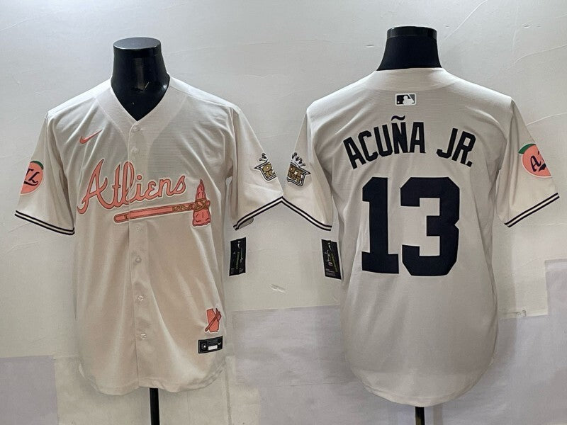 Atlanta Braves #13 Ronald Acuna Jr. Warriors 5 Collaboration Style 4