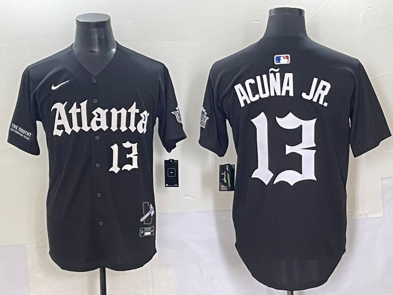 Atlanta Braves #13 Ronald Acuna Jr. Warriors 5 Collaboration Style 5