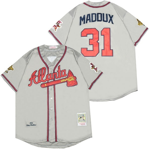 Atlanta Braves #31 Greg Maddux Warriors 31 Gray 1995 Retro Style 2
