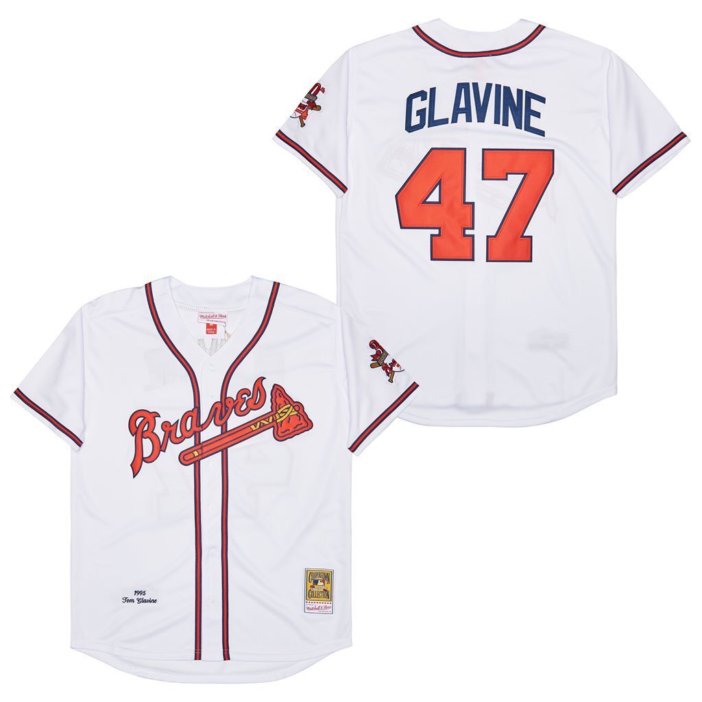 Atlanta Braves #47 Glavine Warriors 47 White 1995 Retro Style 1