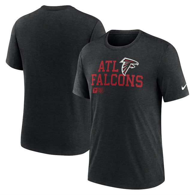 Atlanta Falcons Black Overlap Lockup Tri-Blend T-Shirt