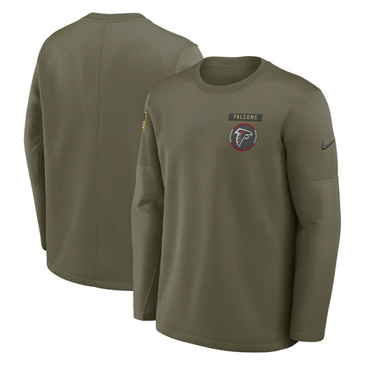 Atlanta Falcons Olive 2025 Salute to Service Sideline Coaches Therma-FIT Long