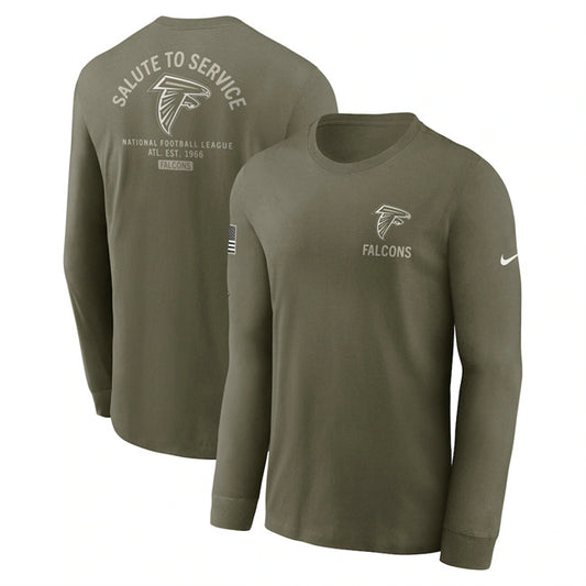 Atlanta Falcons Olive 2025 Salute to Service Sideline Long Sleeve T-Shirt
