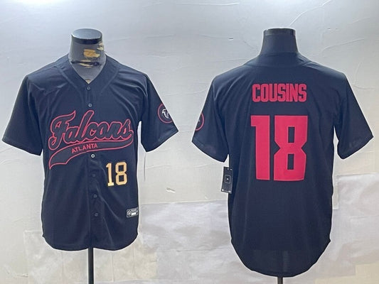 Atlanta Falcons #18 Kirk Cousins Black Collaboration Style 2