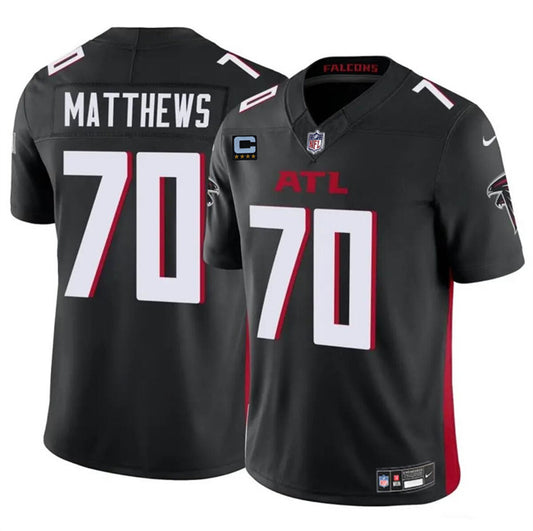 Atlanta Falcons #70 Jake Matthews Black 2024 F.U.S.E With 4-Star C Patch Vapor