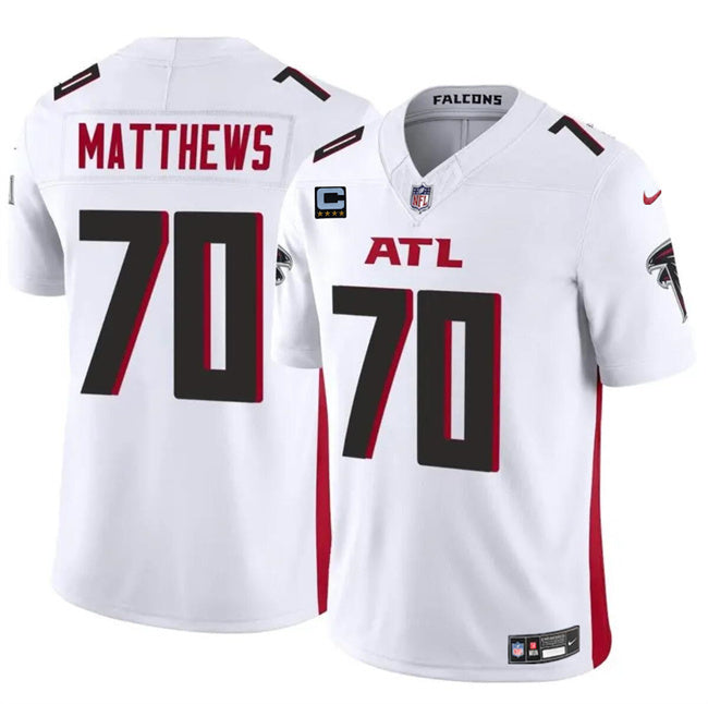 Atlanta Falcons #70 Jake Matthews White 2024 F.U.S.E With 4-Star C Patch Vapor