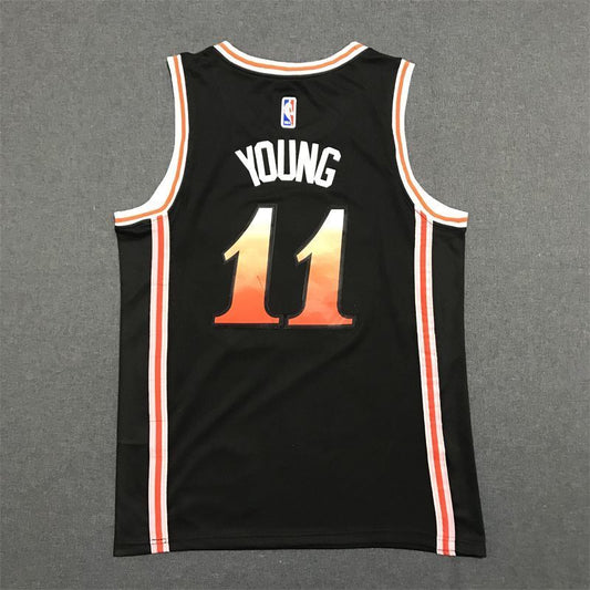 Atlanta Hawks #11 Trae Young 2023 Hawks 11 # Trae Young Black City Edition Jersey Style 1