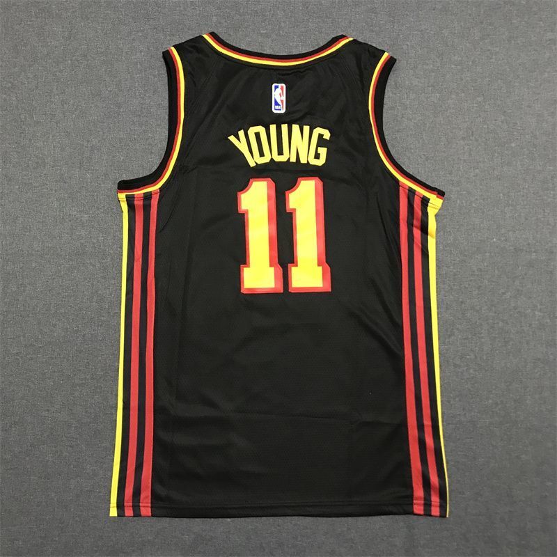 Atlanta Hawks #11 Trae Young 22-23 New Season New Hawks 11 # Trae Young Black Jersey Style 1