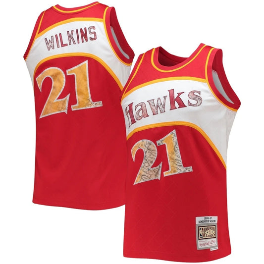 Atlanta Hawks #21 Dominique Wilkins Mitchell & Ness 1986-87 Hardwood Classics 75th Anniversary Diamond Swingman Jersey