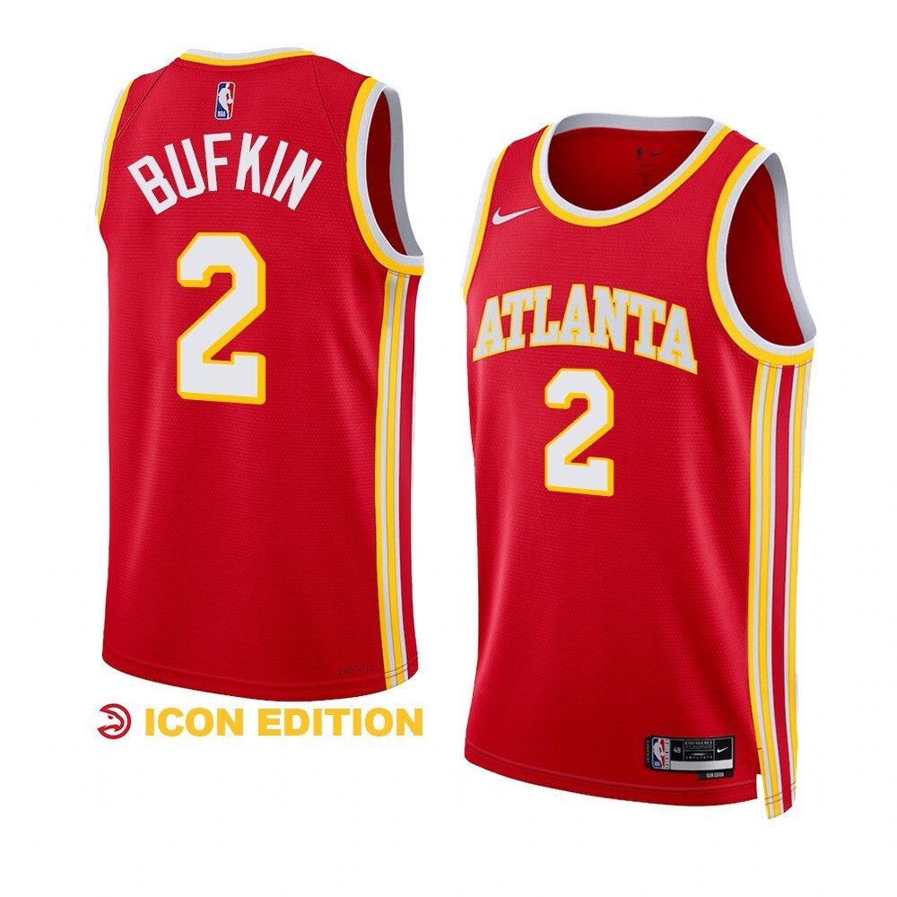 Atlanta Hawks #2 Kobe Bufkin 2023 NBA Draft Men Red Jersey 2022-2023 Icon Edition