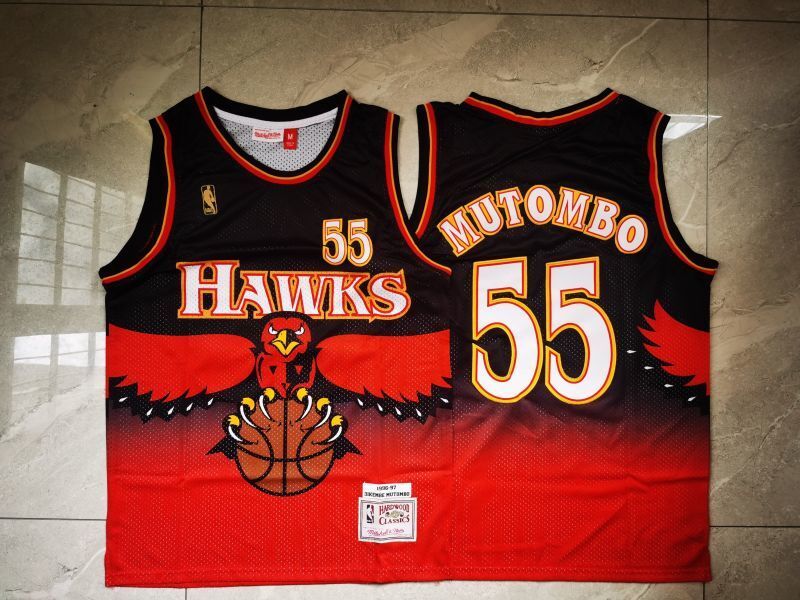 Atlanta Hawks #55 Dikembe Mutombo Hawks 55 Red Style 3