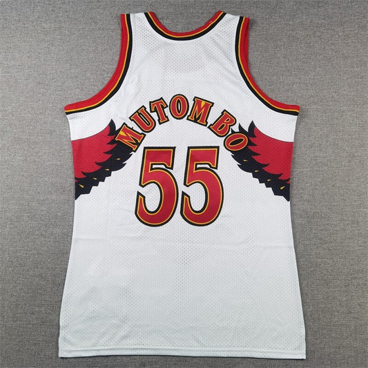 Atlanta Hawks #55 Dikembe Mutombo Hawks 55 # Retro White Style 1