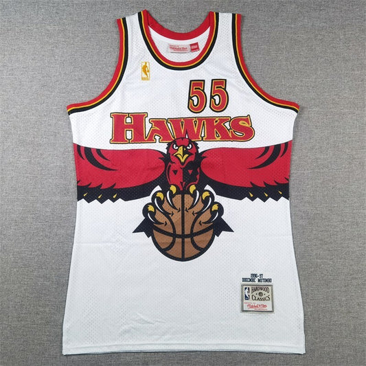 Atlanta Hawks #55 Dikembe Mutombo Hawks 55 # Retro White Style 2