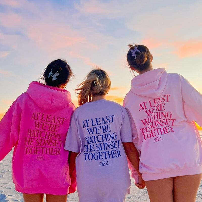 Atleast We're Watching the Sunset Together Hoodie, Cotton Casual Oversized Hoodie, Sunset Hoodie, Beach Hoodie, Womens...