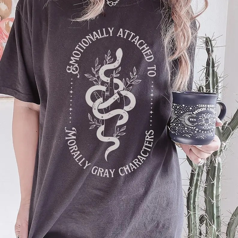Attached to Morally Gray Characters  Shirt, Bookish Shirt, Fictional Men Tee, Book Club Tshirt, Smut Reader Gift, Book...