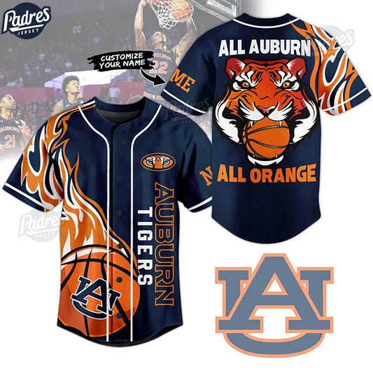 Auburn Tigers Basketball All Orange Custom Baseball Jersey - Padres Jersey Oasis: Elevate Your Baseball Style... (Image 1)