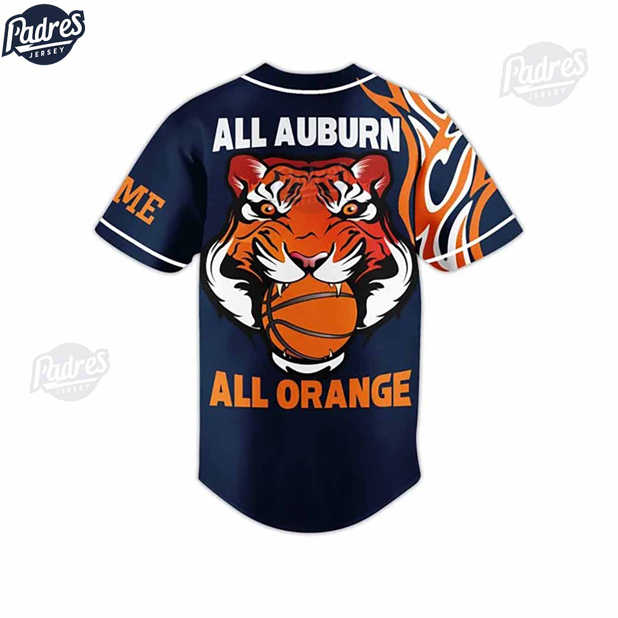 Auburn Tigers Basketball All Orange Custom Baseball Jersey - Padres Jersey Oasis: Elevate Your Baseball Style... (Image 2)