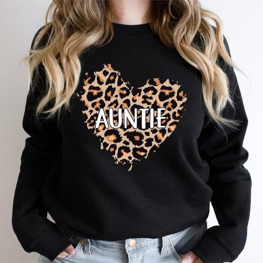 Auntie Leopard Heart Sweatshirt, New Aunt Gift Hoodie, Tia Birthday Gift Sweatshirt, Sister Sweatshirt, Aunt To Be...