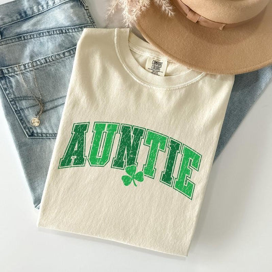 Auntie, St Patrick's Day, Shamrock Comfort Colors Tshirt, Women's Crew Neck, Crewneck Hoodie, Sweatshirt | WearSparks.com
