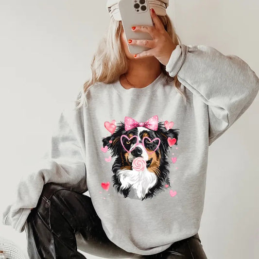 Australian  Shepherd Valentines day Sweatshirt ~ Sweatshirt Unisex Apparel Relaxed Fit Printed in the USA Clothing...