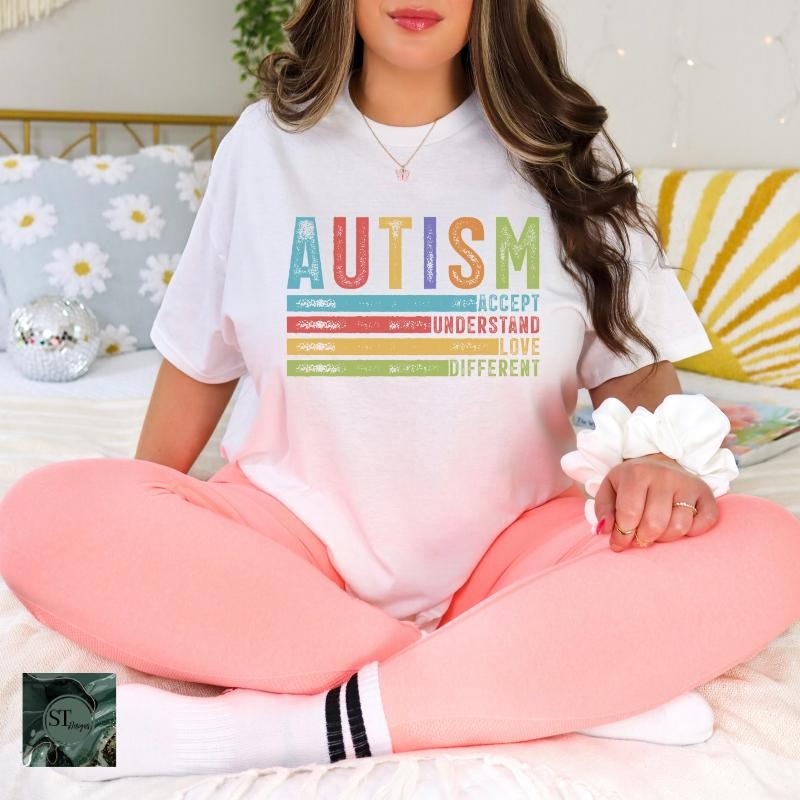 Autism Accept Understand Love Different White 100% Ring spun Cotton T-Shirt Unisex Fit Hoodie, Sweatshirt | WearSparks.com