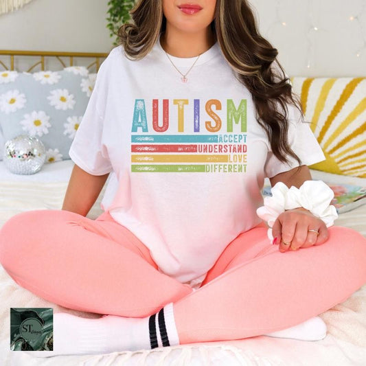 Autism Accept Understand Love Different White 100% Ring spun Cotton T-Shirt Unisex Fit Hoodie, Sweatshirt | WearSparks.com