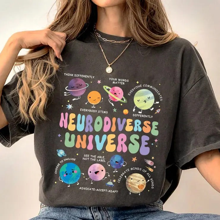 Autism Awareness Shirt, Neurodiverse Universe Shirt, Sped Teacher R-Shirt, Space Neurodiversity TShirt, Special Education...