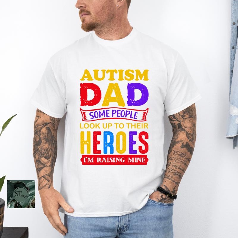 Autism Dad White 100% Ringspun Cotton T-Shirt Hoodie, Sweatshirt | WearSparks.com
