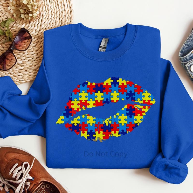 Autism Lips DTF Transfer T-Shirts, Hoodie, Sweatshirt | WearSparks.com