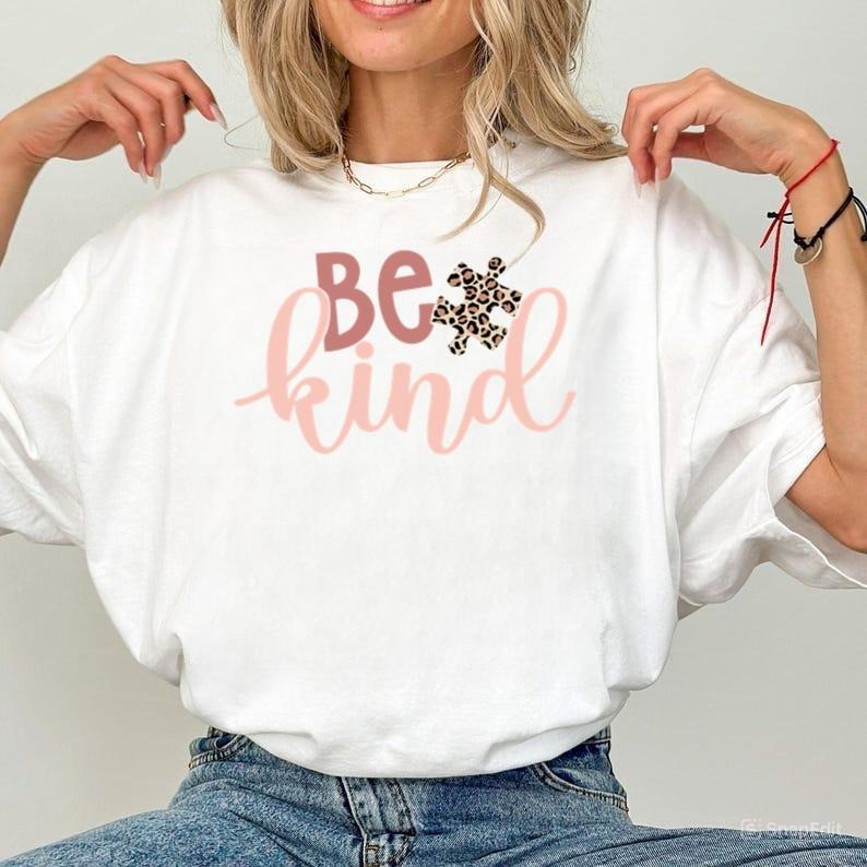 Autism Mom Shirt, Autism Awareness Month, Be Kind Tshirt, Autism Acceptance Shirt, Puzzle Piece Shirt, Leopard Be Kind...