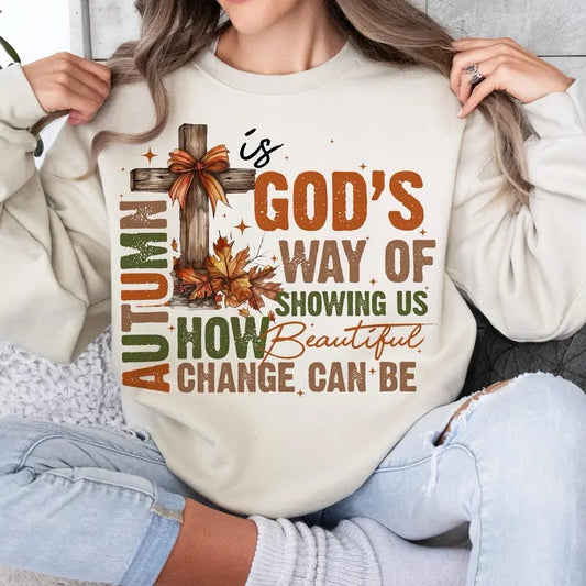 Autumn Is God's Way Of Showing US How Beautiful Change Can Be, Retro Fall Png, Fall Coquette Bow, Fall Christian, Autumn...