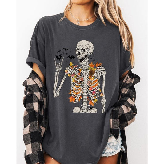 Autumn Skeleton, Funny, Bats, Halloween, Fall, Funny Shirt, Women's Comfort Color Tee, Tshirt Hoodie, Sweatshirt