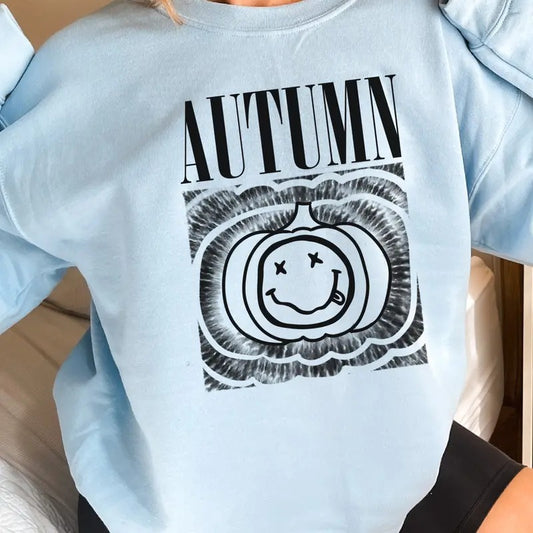 Autumn Smiley Sweatshirt Autumn Pumpkin Pullover Smiley Fall Sweatshirt Pumpkin Autumn Hoodie Fun Fall Pumpkin Sweatshirt...