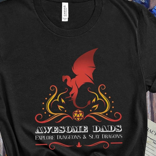 Awesome Dads Play Dungeons And Dragons Tshirt, Dnd Dad Shirt, Dnd Gift For Dad TShirt, Dnd Gifts For Players, Dnd Tshirt...