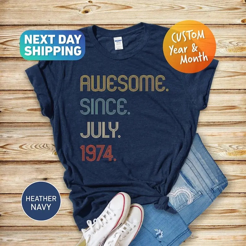 Awesome Since 1974 Shirt, 50th Birthday Gift, 50th Birthday idea, Birthday Gift for Him, 50th Birthday Shirt,...