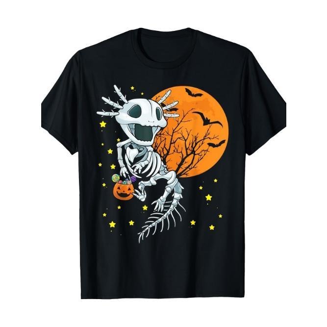 Axolotl Shirt - Axolotl Halloween Costume Skeleton Pumpkin T-Shirt Made in USA Hoodie, Sweatshirt | WearSparks.com