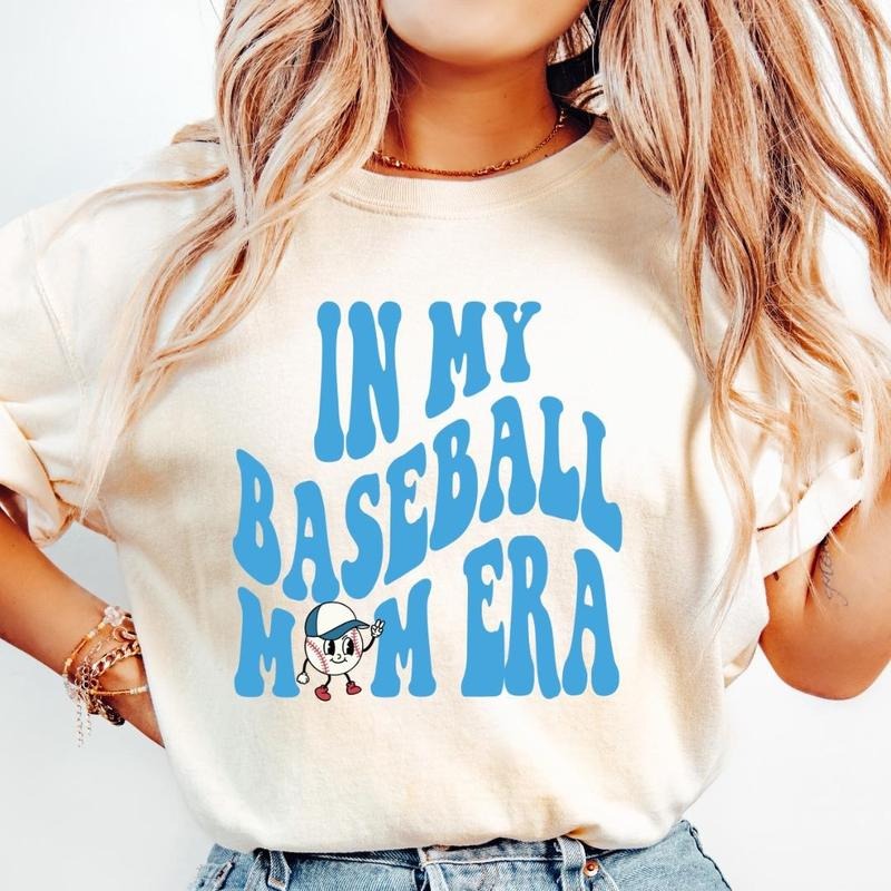 BASEBALL MOM ERA SHIRT, BASEBALL SHIRT, COMFORT COLORS CASUAL COTTON T-SHIRT FOR MOMS Fabric Top Womenswear Garment...