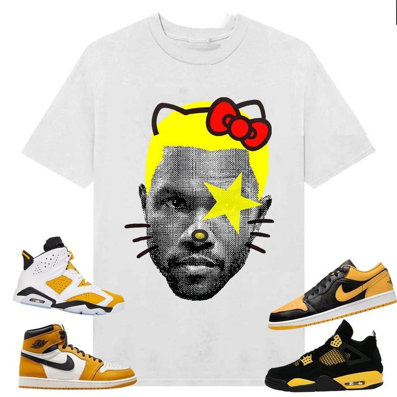 BIG FACE Frank Kitty, Shirt to match A J 6s Yellow Ochre, A J 1 Yellow Ochre, A J 4 Thunder, Shirt to matching Sneaker...