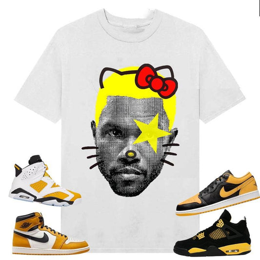 BIG FACE Frank Kitty, Shirt to match A J 6s Yellow Ochre, A J 1 Yellow Ochre, A J 4 Thunder, Shirt to matching Sneaker...