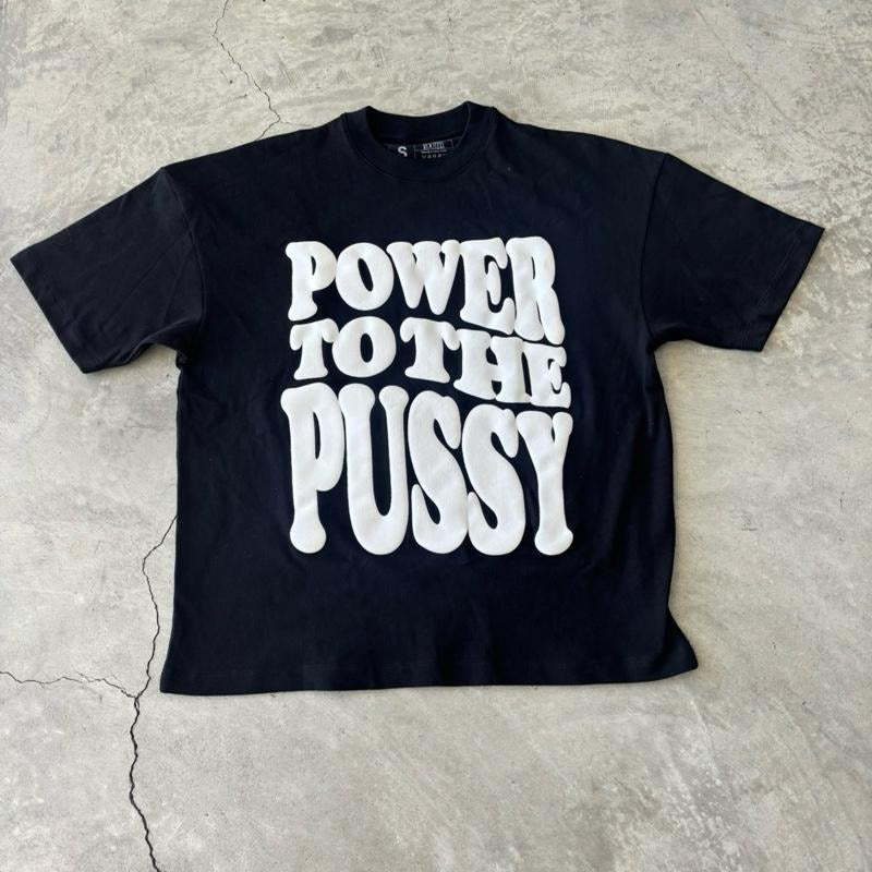 BLACK AND WHITE POWER TO THE P OVERSIZED T-SHIRT 100% Shrink-Free Cotton Hoodie, Sweatshirt | WearSparks.com