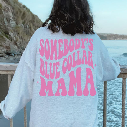 BLUE COLLAR MAMA SWEATSHIRT WOMENS UNISEX TRUE TO SIZE CASUAL COTTON GRAPHIC SWEATSHIRT Oversized Womenswear T-Shirts, Hoodie