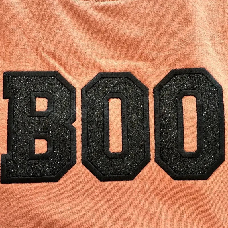 BOO Glitter Halloween Embroidered Comfort colors Tee shirt Cute Hoodie, Sweatshirt | WearSparks.com