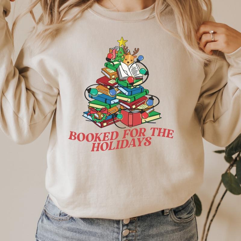 BOOKED FOR THE HOLIDAYS CREWNECK (Crewneck Sweatshirt, Unisex Fit, Causal Sweatshirt for Christmas, Christmas Holiday...