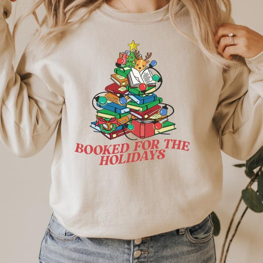 BOOKED FOR THE HOLIDAYS CREWNECK (Crewneck Sweatshirt, Unisex Fit, Causal Sweatshirt for Christmas, Christmas Holiday...