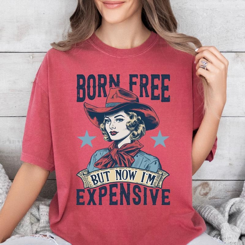 BORN FREE BUT NOW IM EXPENSIVE SHIRT, 4TH OF JULY MEN SHIRT, UNISEX COTTON SHIRT, OVERSIZED HOLIDAY SUMMER SHIRT Fabric...