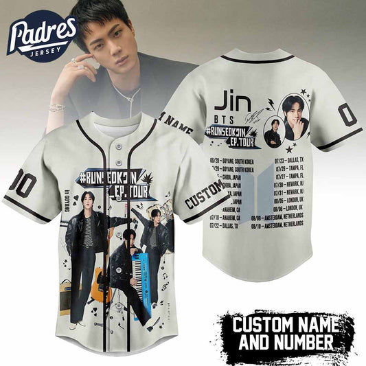 BTS Jin Concert Tour Baseball Jersey Limited Edition Kpop Style - Padres Jersey Oasis: Elevate Your Baseball... (Image 1)